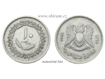 Libye, mince 10 Dirhamů, 1975...viz autentické foto