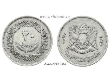 Libye, mince 20 Dirhamů, 1975...viz autentické foto