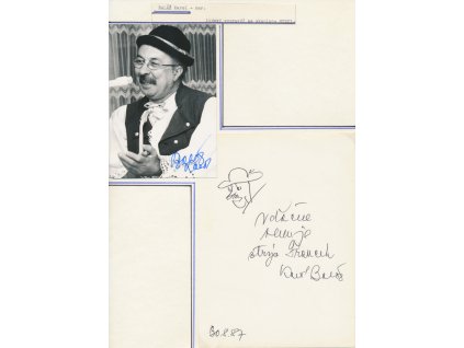 Baláž Karol (1921-2003), slovenský herec a lidový vypravěč, sběratelský list vl. podpisem