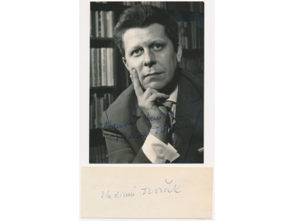Dvořák Vladimír (1925-1999), český herec, moderátor, pohlednice s vl. podpisem
