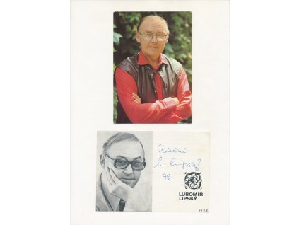 Lipský Lubomír (1923-2015), český herec, sběratelský list s vl. podpisem