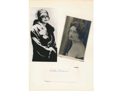 Poznerová Eliška (1906-1991), česká herečka, sběratelský list s vl. podpisem