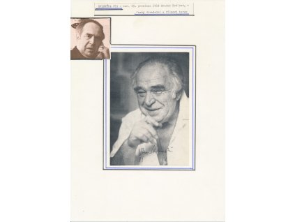 Sklenčka Ota (1919-1993), český herec, sběratelský list s vl. podpisem