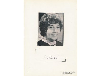 Zázvorková Stella (1922-2005), česká herečka, sběratelský list s vl. podpisem