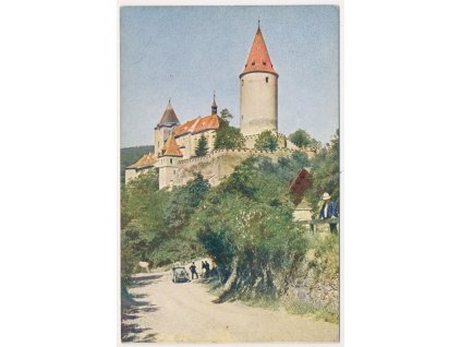 55 - Rakovnicko, oživená partie pod hradem Křivoklát, cca 1925