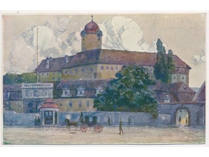 40 - Nymbursko, Poděbrady, Zámek, Pohled z náměstí, cca 1924