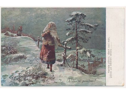 Vánoční pozdrav, cyklus z Erbenova "Štědrého večera", O. Štěrba, cca 1917