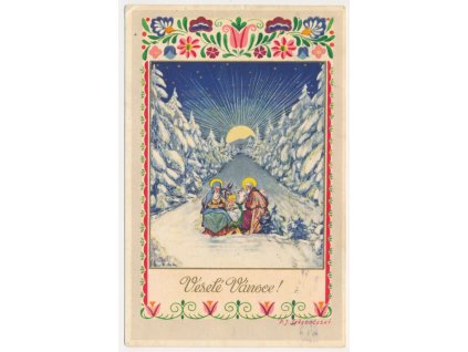 Veselé Vánoce, koláž, P. J. Středočeský: Lidové umění, cca 1941