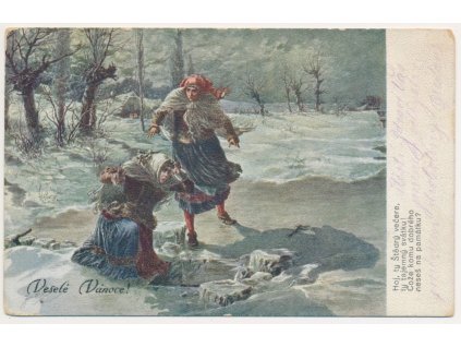 Vánoční pozdrav, cyklus z Erbenova "Štědrého večera", O. Štěrba, cca 1916