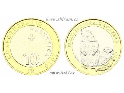 Švýcarsko, pamětní mince 10 Franků, 2010...viz autentické foto