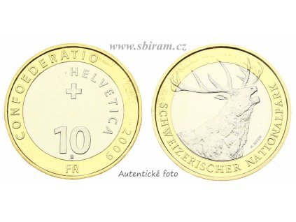 Švýcarsko, pamětní mince 10 Franků, 2009...viz autentické foto