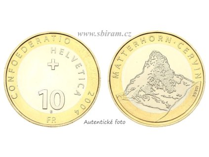 Švýcarsko, pamětní mince 10 Franků, 2004...viz autentické foto