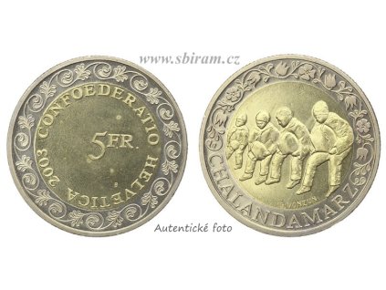Švýcarsko, pamětní mince 5 Franků, 2003...viz autentické foto