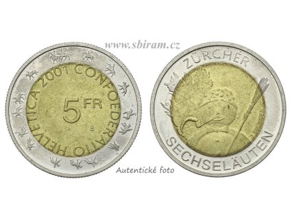 Švýcarsko, pamětní mince 5 Franků, 2001...viz autentické foto