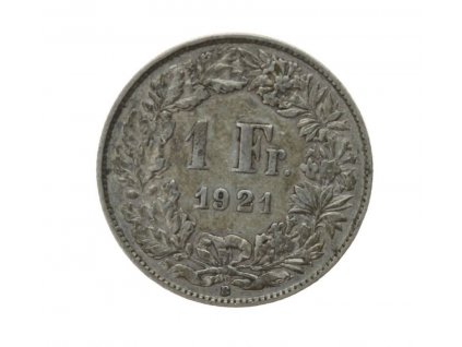 Švýcarsko, mince 1 Schf.,  1921 , stav 1/1