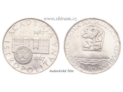 ČSSR, mince 10 Koruna 1967 - 500. výročí založení Academie Istropolitana, -0/0-
