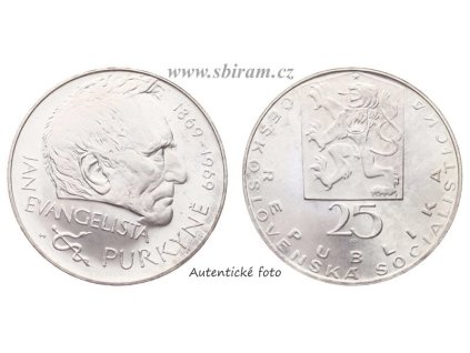 ČSSR, mince 25 Koruna 1969 - 100. výročí úmrtí J. E. Purkyně, stav -0/0-