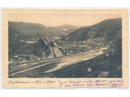 69 - Ústní nad Labem, pohled na hrad Střekov a okolí, cca 1936