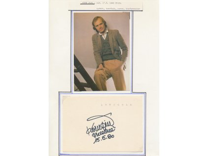 Korn Jiří (1949), český zpěvák, sběratelský list s vlastnoručním podpisem