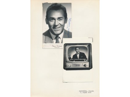 Procházka Stanislav (1919-2016), český zpěvák lidových písní, sběratelský list s vl. podpisem