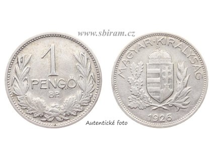 Maďarsko, Ag (stříbrná) mince 1 Pengö, 1926...viz autentické foto
