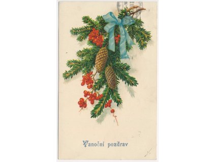 Vánoční pozdrav, prošlá poštou 1921