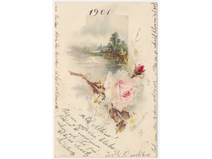 Novoroční přání, koláž, 1901