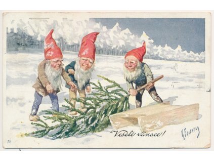 Veselé Vánoce, Tři skřítkové a stromeček, cca 1916