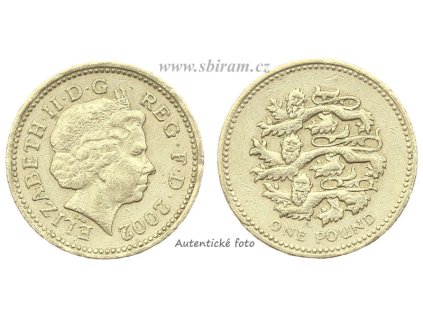 Velká Británie, mince 1 Pound, 2002...viz autentické foto