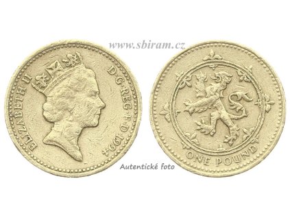 Velká Británie, mince 1 Pound, 1994...viz autentické foto