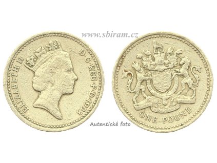 Velká Británie, mince 1 Pound, 1993...viz autentické foto