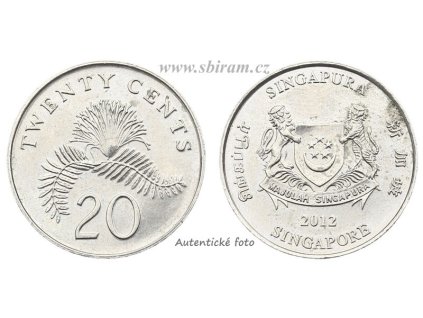 Singapur, mince 20 Cents, 2012...viz autentické foto