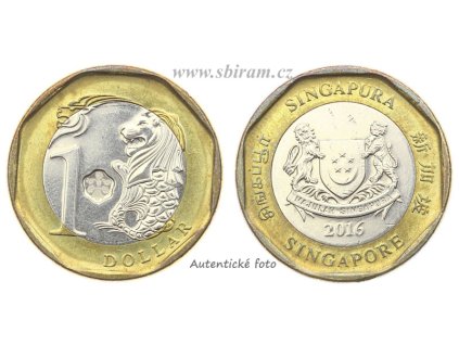 Singapur, mince 1 Dollar, 2016...viz autentické foto