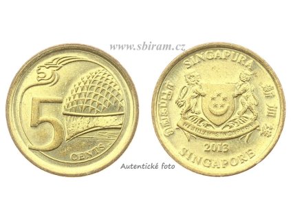 Singapur, mince 5 Cents, 2013...viz autentické foto