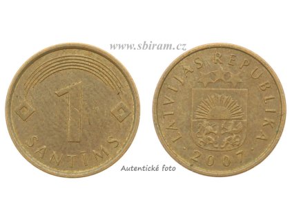 Lotyšsko, mince 1 Santims, 2007...viz autentické foto