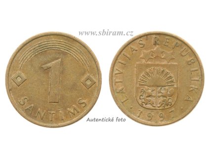 Lotyšsko, mince 1 Santims, 1997...viz autentické foto