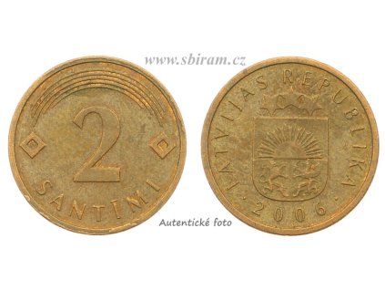 Lotyšsko, mince 2 Santimi, 2006...viz autentické foto