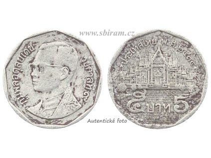 Thajsko, mince 5 Baht, 1991..viz autentické foto