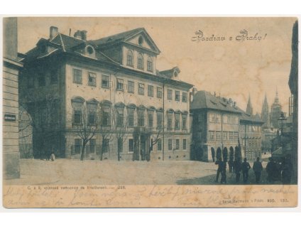 49 - Praha, Vojenská nemocnice na Hradčanech, partie s vojáky, 1900