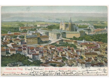 49 - Praha, Pohled na Hradčany z Petřína, cca 1905