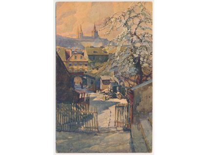 49 - Praha, Malostranský dvoreček, dle akvarelu J. Šetelíka, 1920