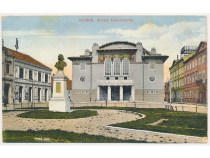 Maďarsko, Sopron (Šoproň), Szinház Lisztszoborral, Divadlo, 1915