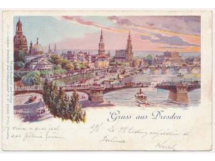 Německo, Dresden (Drážďany), koláž, celkový pohled, 1901