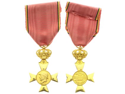 Belgie, Albert I., Kříž veteránů, 1909/1934, stuha, zlaceno, stav 1/1/1