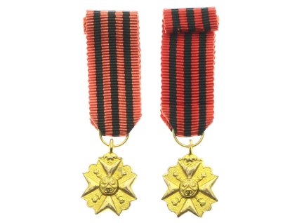 Belgie, miniatura AE medaile za službu ve státní správě, zlatý stupeň, stuha, stav 1/1/1