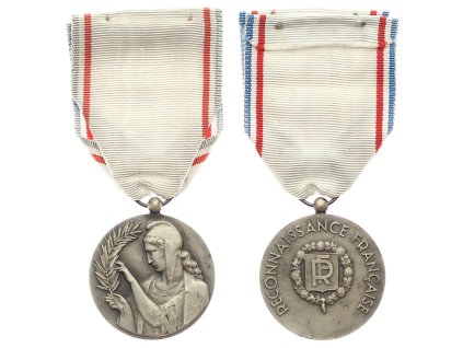 Francie, Médaille de la Reconnaissance française (Medaile francouzské vděčnosti), stuha, stav 1/1/1