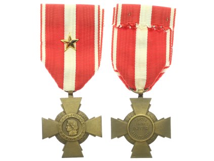 Francie, Kříž za vojenskou chrabrost (Croix de la Valeur Militaire), stuha s bronzovou hvezdičkou (divizní úroveň), stav 1/1/1