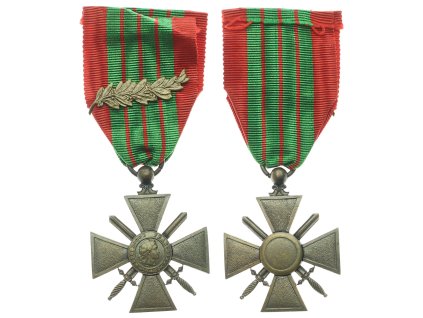 Francie, válečný kříž (Croix de Guerre), 1914/1918, stuha s palmou, stav 1/1/1