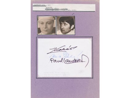 Kabátová Zita; Landovský Pavel; Švehlová Jarmila, sběratelský list s vl. podpisy