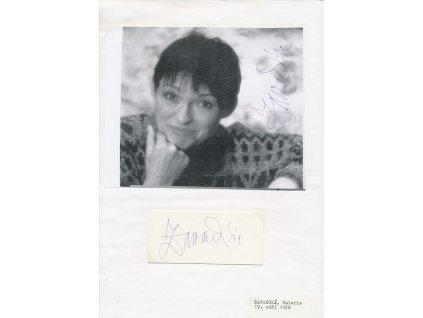Zawadská Valérie (1958), herečka a dabérka, sběratelský list s vl. podpisem